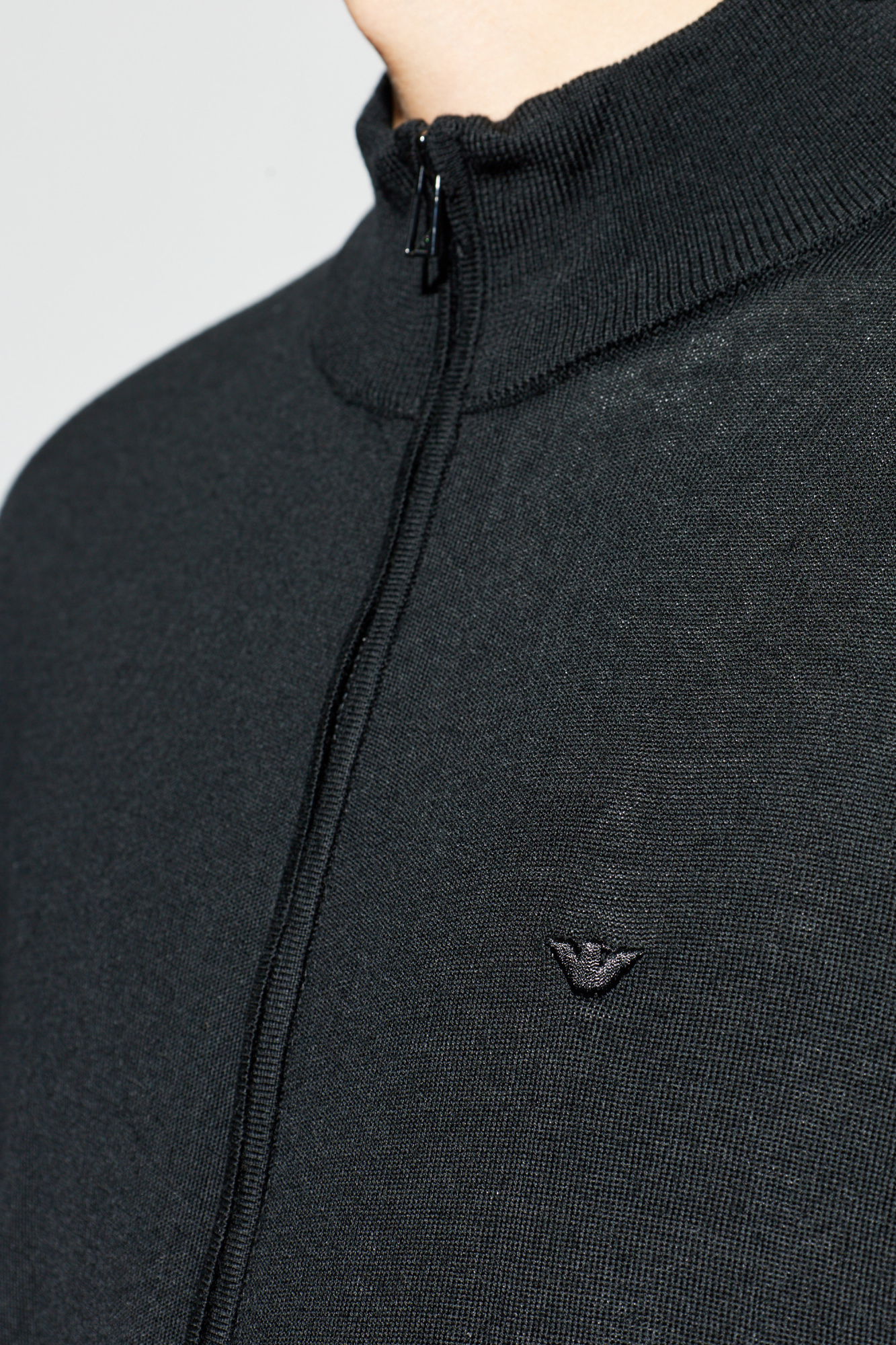 Black Wool cardigan with stand-up collar Emporio Armani - Vitkac